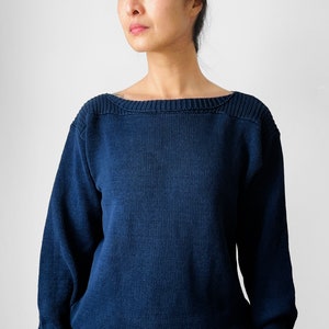 Vintage, 80s, Made in Canada, Navy, Blue, Well-Worn, Boat-Neck, Military, Naval, Style, Cotton, Knit, Sweater Sz. S image 6