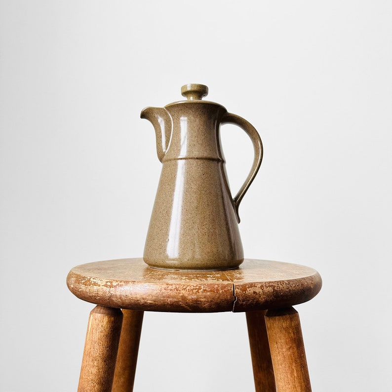 Vintage, 60s, 1960s, Mid-Century Modern, Speckled, Taupe, Lidded, Ceramic, Pottery, Tea, Coffee, Pot image 7