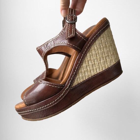 Vintage, Brown, Saddle, Leather, Woven, Basket, Hi