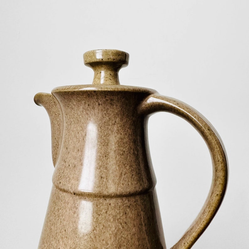 Vintage, 60s, 1960s, Mid-Century Modern, Speckled, Taupe, Lidded, Ceramic, Pottery, Tea, Coffee, Pot image 3