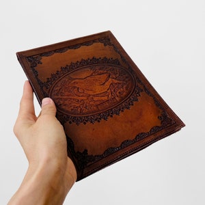Vintage, 1970s, 70s, Tooled-Leather, Leather, Bird, Kiwi, New Zealand, Notepad, Office, Travel, Organizer, Case, Fold