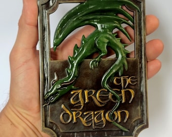 Miniatura de pared de la posada del Dragón Verde, Tolkiens, Comarca, Bolsón, cumpleaños, regalo, Navidad, adorno