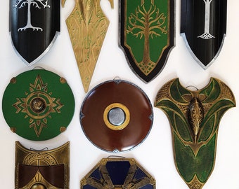 Colección de miniescudos (4 piezas), decoración de pared, Tolkien, cumpleaños, Navidad, regalo, adornos, árbol blanco, rohirrim, enano