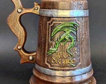 Decoración de mesa con taza de dragón verde, posada, condado, Tolkien, adornos, decoración, cumpleaños, regalo, Navidad, Bree