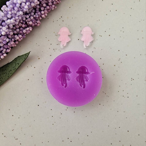 Resin silicone mold - 12mm 3D jellyfish stud earrings mold, flexible silicone mold, polymer clay mold, polymer clay supplies, resin supplies