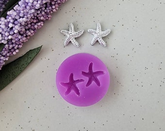 Resin silicone mold - 12mm 3D starfish stud earrings mold, flexible silicone mold, polymer clay mold, polymer clay supplies, resin supplies