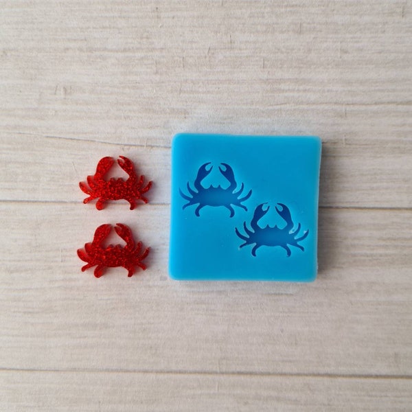 Resin silicone mold, 16mm crab stud earrings mould, flexible silicone mold, polymer clay mold, polymer clay supplies, resin supplies