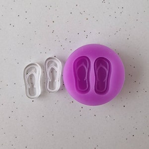 Resin silicone mold - 17mm flip flops stud earrings mold, summer flexible silicone mold, polymer clay mold, clay supply, resin supplies