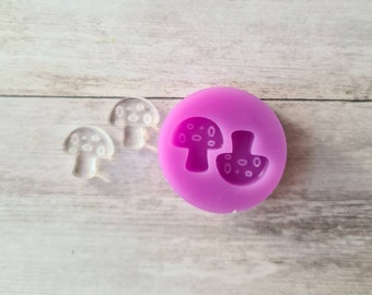 Stud earrings mold, 13mm mushroom resin mold, fungi mold, flexible silicone mold, polymer clay mold, polymer clay supplies, resin supplies