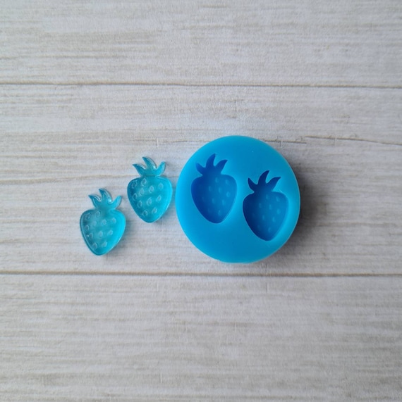 Resin silicone mold - 15mm strawberry stud earrings mold, flexible silicone mold, polymer clay mold, polymer clay supplies, resin supplies