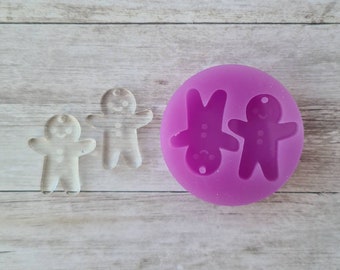 Dangle earrings mold - 25mm gingerbread man resin mold, flexible silicone mold, Christmas mold, polymer clay mold, clay supply, resin supply