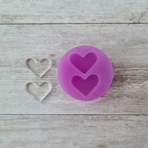 Resin silicone mold, 14mm heart stud earrings mould, flexible silicone mold, polymer clay mold, polymer clay supplies, resin supplies