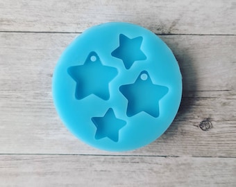 Earrings mold - 20mm & 14mm star resin mold, flexible silicone mold, silicone mold, polymer clay mold, polymer clay supplies, resin supplies