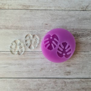 Dangle earrings mold - 20mm monstera resin mold, flexible silicone mold, polymer clay mold, polymer clay supplies, resin supplies