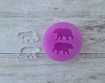 Stud earrings resin mold - 16mm bear mold, animal mould, flexible silicone mold, polymer clay mold, polymer clay supplies, resin supplies