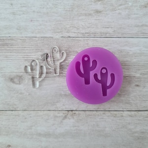 Dangle earrings mold - 20mm cactus resin mold, cacti mold,flexible silicone mold, polymer clay mold, polymer clay supply, resin supplies