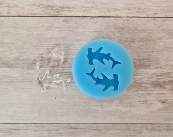 Stud earrings mold - 17mm shark mold, sea creature mold, flexible silicone mold, polymer clay mold, polymer clay supplies, resin supplies