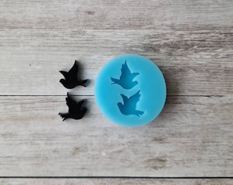 Resin silicone mold - 12mm bird stud earrings mold, animal flexible silicone mold, polymer clay mold, polymer clay supplies, resin supplies