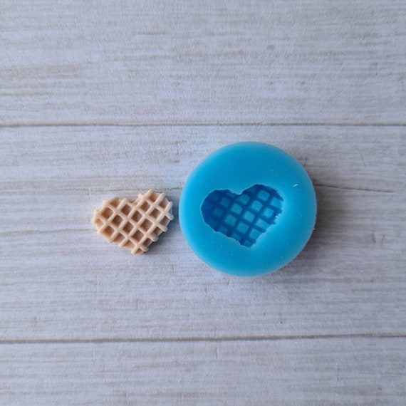 Heart Waffle Silicone Mold, Waffle Polymer Clay Mold, Flexible