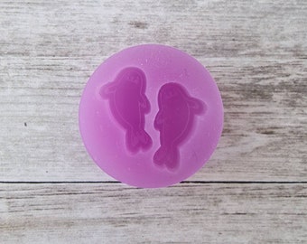 Stud earrings resin mold - 15mm lion seal mold, animal mold, flexible silicone mold, polymer clay mold, polymer clay supplies, resin supply