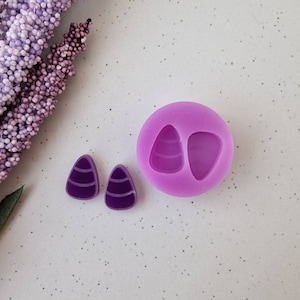 Resin silicone mold, 15mm Halloween candycorn stud earrings mold, flexible silicone mold, polymer clay mold, clay supplies, resin supply