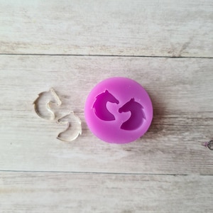 Stud earrings resin mold - 14mm horse mould, animal mould, flexible silicone mold, polymer clay mold, polymer clay supplies, resin supplies