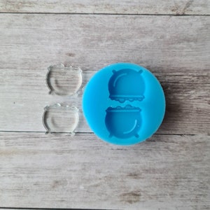 Resin silicone mold, 15mm cauldron stud earrings mould, flexible silicone mold, polymer clay mold, Halloween resjn mold, resin supplies