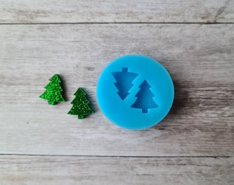 Resin silicone mold - 12mm Christmas tree stud earrings mold, flexible silicone mold, tree resin mold, polymer clay supplies, resin supplies