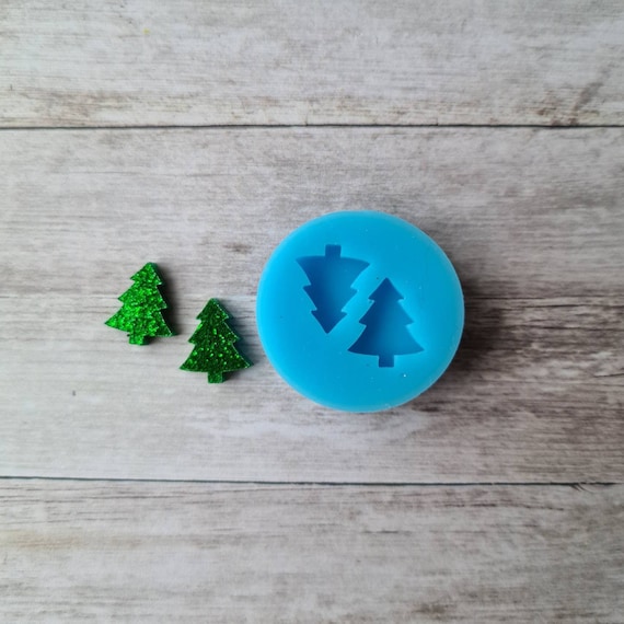 Resin silicone mold - 12mm Christmas tree stud earrings mold, flexible silicone mold, tree resin mold, polymer clay supplies, resin supplies