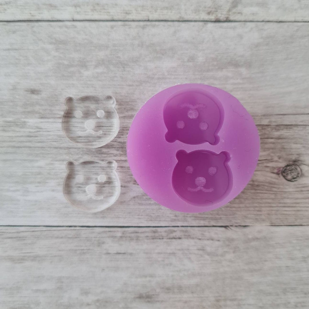 Stud Earrings Resin Mold 14mm Bear Mold, Animal Mould, Flexible Silicone Mold, Polymer Clay Mold