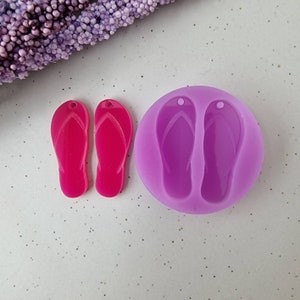 Dangle earring mold, 30mm flip-flop resin mold, summer mold, slippers flexible silicone mold, silicone mold, polymer clay mold, resin supply