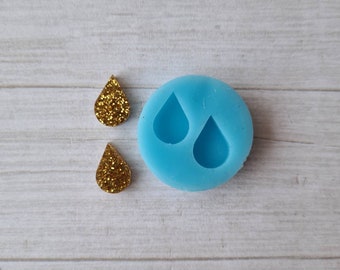 Resin silicone mold - 14mm raindrop stud earrings mold, flexible silicone mold, polymer clay mold, polymer clay supplies, resin supplies