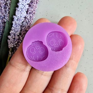 Stud earring mold, 15mm skull resin mold, halloween mold, flexible silicone mold, polymer clay mold, polymer clay supplies, resin supplies