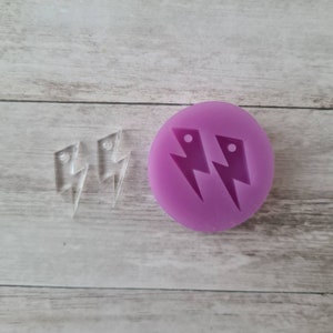 Dangle earrings mold - 20mm thunder bolt resin mold, flexible silicone mold, polymer clay mold, polymer clay supplies, resin supplies