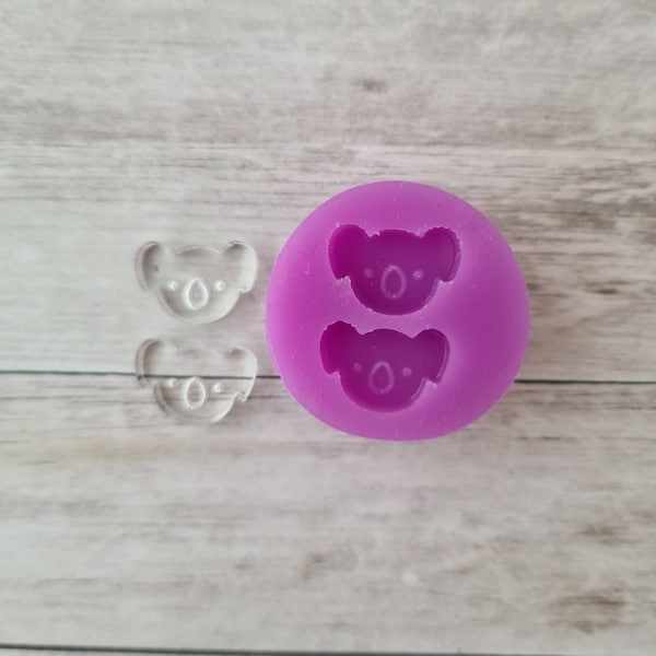 Stud earrings resin mold - 14mm koala mold, animal mould, flexible silicone mold, polymer clay mold, polymer clay supplies, resin supplies