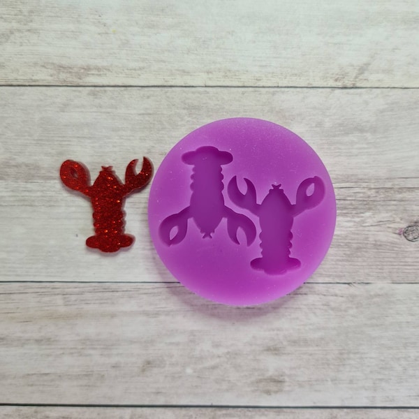 Dangle earring mold, 25mm lobster resin mold, animal flexible silicone mold, silicone mold, clay mold, polymer clay supplies, resin supplies