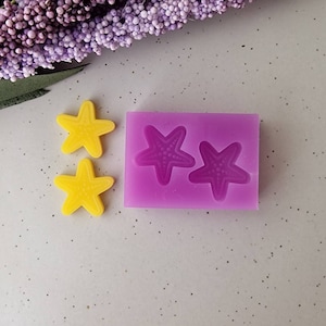Stud earrings resin mold - 17mm starfish mold, summer beach mould, flexible silicone mold, polymer clay mold, clay supplies, resin supply