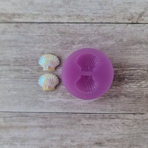 Resin silicone mold - 12mm 3D seashell stud earrings mold, flexible silicone mold, polymer clay mold, polymer clay supplies, resin supplies