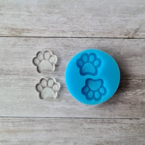 Resin silicone mold - 14mm dog paw mold stud earrings mold, flexible silicone mold, polymer clay mold, polymer clay supplies, resin supplies