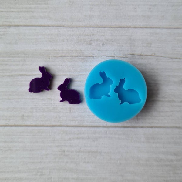 Resin silicone mold - 14mm rabbit stud earrings mold, flexible silicone mold, polymer clay mold, polymer clay supplies, resin supplies