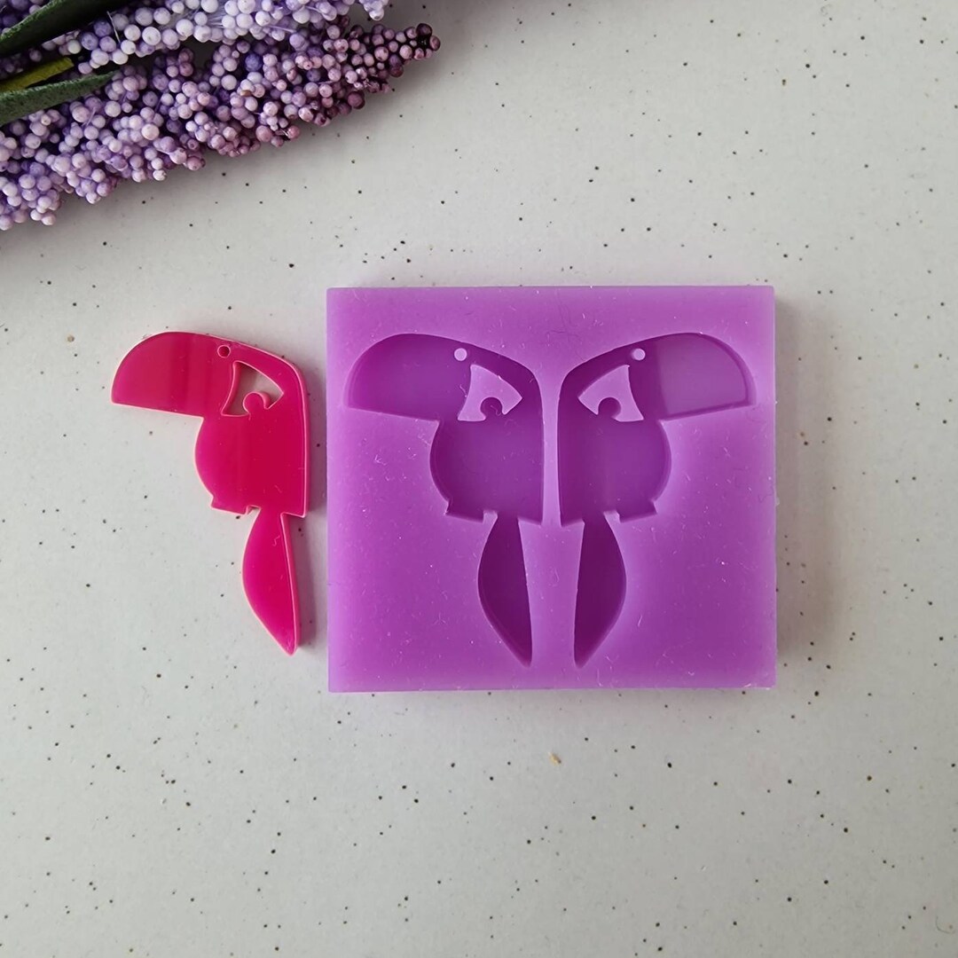 Dangle Earring Mold, 40mm Toucan Resin Mold, Flexible Silicone Mold