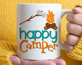 Camping Gift, Happy Camper mug, cute camping mug