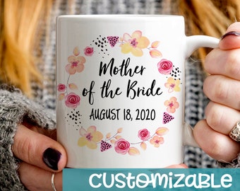 Mother of the Bride mug with date, bridal party gift, personalized wedding gift, wedding party, mother in law, Personalized Custom