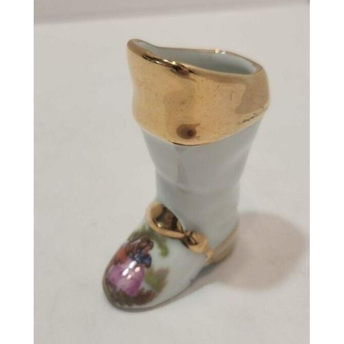 ヴィンテージ ミニチュア 磁器 リモージュ ブーツ 求愛カップル 高さ