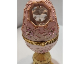 Vtg Retro Pink Decorated Egg Perfume Bottle Holder w/Perfume Bottle Inside