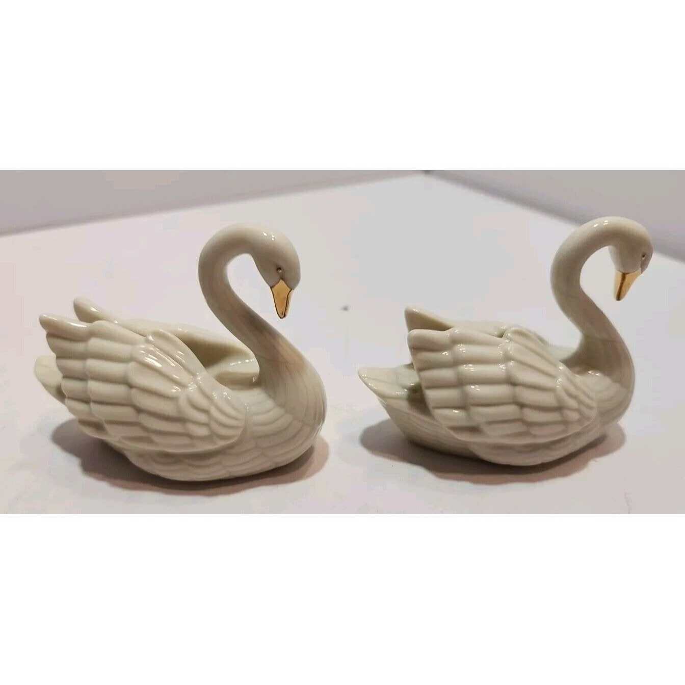 Vintage Lenox Porcelain Swans With Gold Beaks Set of Two