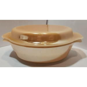 Vtg Anchor Hocking Fire King Peach Luster Oval Cassarole Dish With Lid