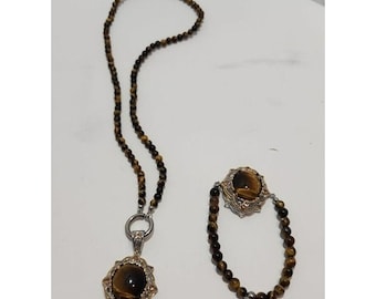VTGModeschmuck südafrikanischen Tigerauge Halskette und Armband Set