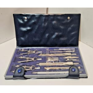 Vtg 1930's Sears Engineering Drafting Tools Set in Case 607 5010 0 W Germany