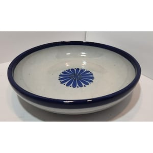 Vtg Ken Edwards El Palomar Guadalajara Blue Serving Pasta Pottery Bowl Signed